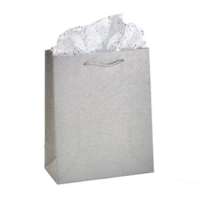 Silver Stardust Glitter - Euro Tote - 8 x 4 x 10"