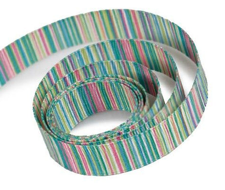 Green / Blue Stripe - Fantastic Ribbon - 3/8" x 25 Yards