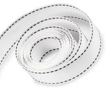 White/Black Stitch - Saddle Stitch Ribbon - 3/8" x 50 Yards