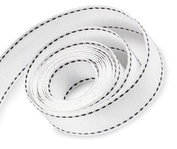 White/Black Stitch - Saddle Stitch Ribbon - 3/8" x 50 Yards