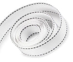 White/Black Stitch - Saddle Stitch Ribbon - 1" x 50 Yards