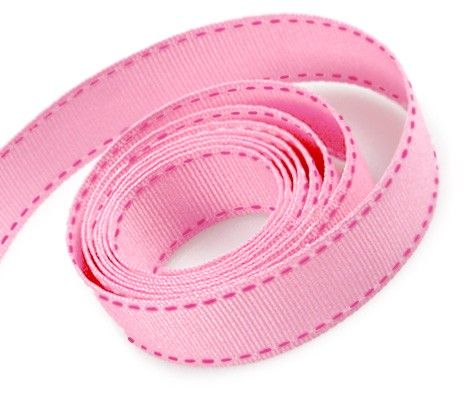 Pink/Hot Pink Stitch - Saddle Stitch Ribbon - 5/8" x 50 Yards