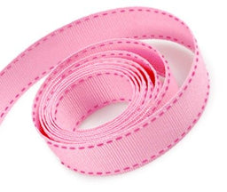 Pink/Hot Pink Stitch - Saddle Stitch Ribbon - 5/8" x 50 Yards