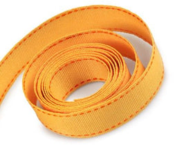 Yellow/Torrid Orange Stitch - Saddle Stitch Ribbon - 5/8" x 50 Yards