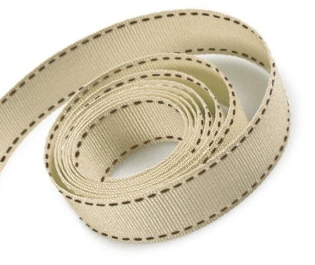 Tan/Brown Stitch - Saddle Stitch Ribbon - 1" x 50 Yards