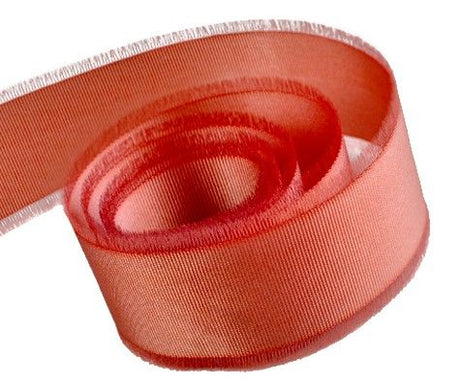 Scarlet - Fringed Ribbon - 5/8" x 25 Yards