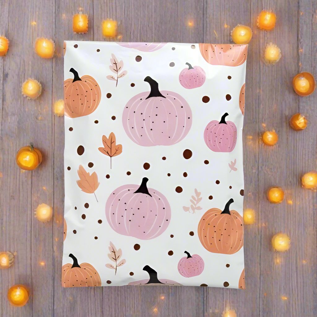 Fall Pumpkin Poly Mailers Size 14.5x19 Halloween Shipping Bags