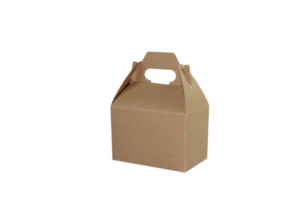 Natural Kraft Shadow Stripe - Gable Box - 6 x 4 x 4"