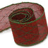 Red Burlap with Green Glitter - Burlap With Glitter Ribbon - 2-1/2" x 50 Yards