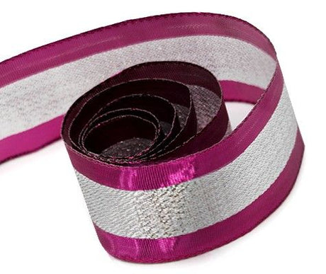 Azalea / Silver - Glitz Ribbon - 1-1/2" x 50 Yards