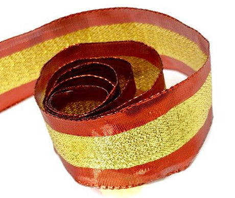 Red / Gold - Glitz Ribbon - 1-1/2" x 50 Yards
