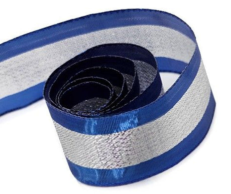 Royal / Silver - Glitz Ribbon - 1-1/2" x 50 Yards