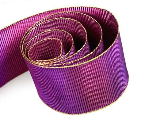 Metallic Purple / Burgundy with Gold Edge - Glorious Ribbon - 2-1/8" x 50 Yards