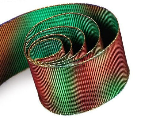 Metallic Red / Green with Gold Edge - Glorious Ribbon - 2-1/8" x 50 Yards