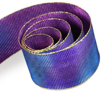 Metallic Blue / Purple with Gold Edge - Glorious Ribbon - 2-1/8" x 50 Yards