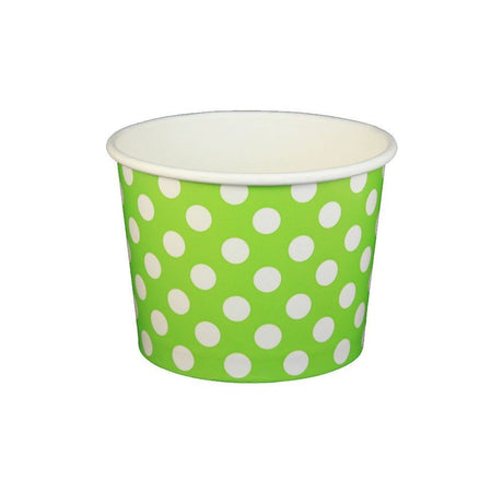 Polka Dot Lime Green - Ice Cream Cup - (6 oz) 3-3/4" (Dia) x 1-15/16" H