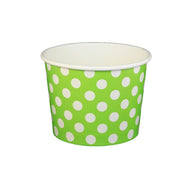 Polka Dot Lime Green - Ice Cream Cup - (12 oz) 4" Dia x 3" H