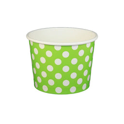Polka Dot Lime Green - Ice Cream Cup - (12 oz) 4" Dia x 3" H