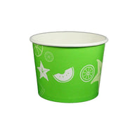 Fruit Pattern Lime Green - Ice Cream Cup - (16 oz) 4-3/8" Dia x 3-1/4" H