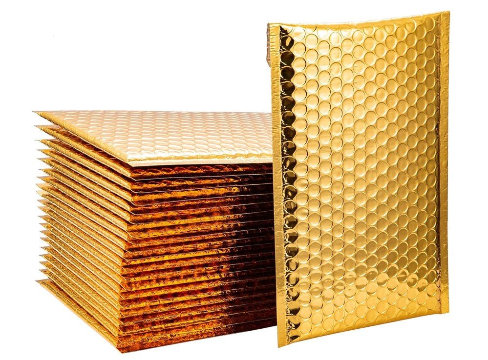 Gold Metallic Bubble Mailers Size 4x8 Padded Shipping Bags