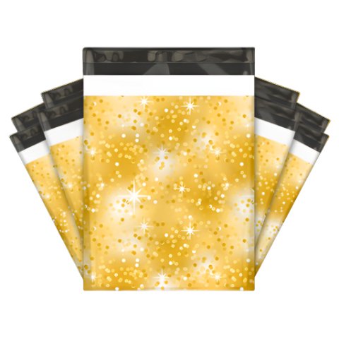 Gold Sparkle Poly Mailers Size 10x13 Colorful Shipping Bags