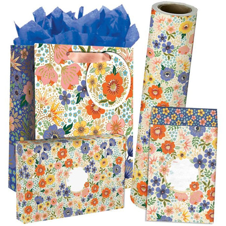Golden Floral Gift Bags, Wrapping Paper, & Mailers