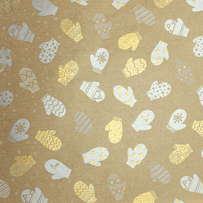 Gold/Silver Mittens - Gift Wrap - 1/2 Ream Gift Wrap Roll (24" x 417 Ft.)