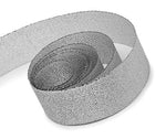 White / Silver - Herringbone Glitter Ribbon - 5/8" x 25 Yards