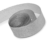 White / Silver - Herringbone Glitter Ribbon - 5/8" x 25 Yards