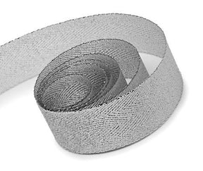White / Silver - Herringbone Glitter Ribbon - 5/8" x 25 Yards