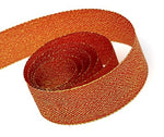 Red / Gold - Herringbone Glitter Ribbon - 5/8" x 25 Yards