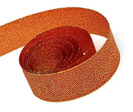Red / Gold - Herringbone Glitter Ribbon - 5/8" x 25 Yards