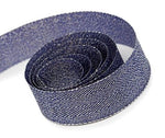 Navy / Silver - Herringbone Glitter Ribbon - 5/8" x 25 Yards