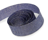 Navy / Silver - Herringbone Glitter Ribbon - 1-1/2" x 50 Yards