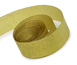 Gold / Gold - Herringbone Glitter Ribbon - 5/8" x 25 Yards