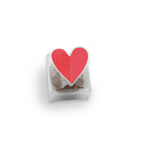 Clear Favor Box w/ Red Heart Closure - 1-1/2 x 1-1/2 x 1"