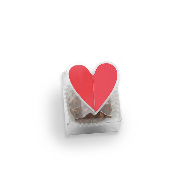 Clear Favor Box w/ Red Heart Closure - 1-1/2 x 1-1/2 x 1"