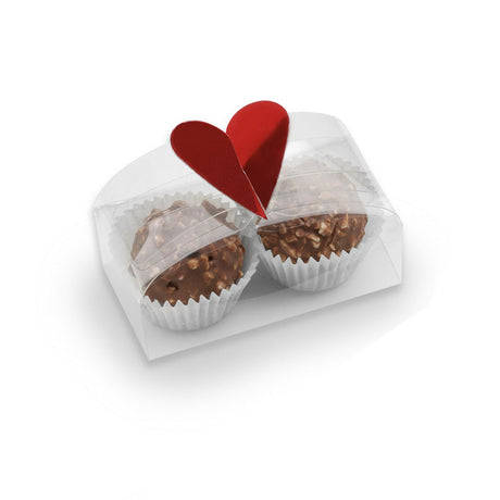 Clear Favor Box w/ Red Heart Closure - 3 x 1-1/2 x 1"