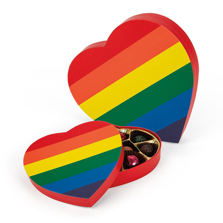 Rainbow - Heart Shaped Candy Box - (1 lb) 9-1/8 x 7-1/2 x 1-1/8"