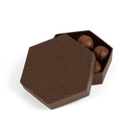 Quilted Brown - Hexagonal Set-Up Box - (7 Pc.) 4 x 4 x 1-1/8"