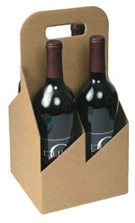 Natural Kraft - 4 Bottle Wine Carrier (750 ml) - (750 ml) 7 x 7 x 13-3/4"