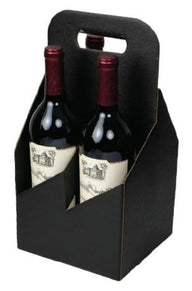 Black Linen - 4 Bottle Wine Carrier (750 ml) - (750 ml) 7 x 7 x 13-3/4"