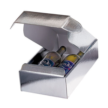 Silver Embossed - 2 Bottle Box - 13-3/8 x 7-1/4 x 3-1/2"