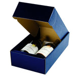 Navy Embossed - 2 Bottle Box - 13-3/8 x 7-1/4 x 3-1/2"