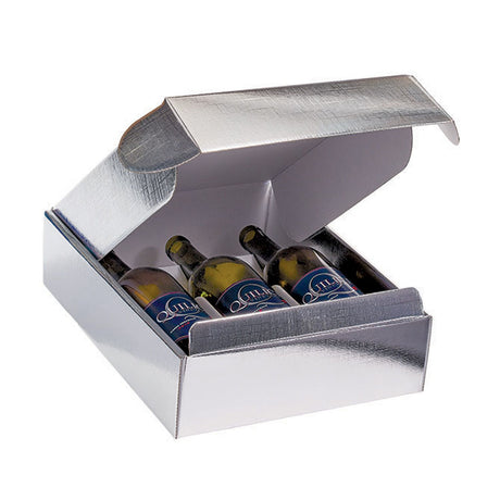 Silver Embossed - 3 Bottle Box - 13-3/8 x 11 x 3-1/2"