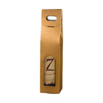Matte Spun Gold - 1 Bottle Carrier - 3-1/2 x 3-1/2 x 15"