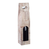 Barn Wood - 1 Bottle Carrier - 3-1/2 x 3-1/2 x 15"
