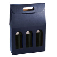 Navy Blue - 3 Bottle Carrier - 10-5/8 x 3-1/2 x 15-3/4"