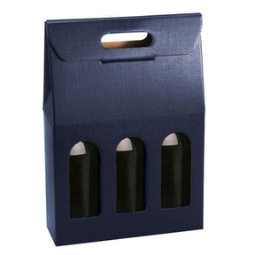 Navy Blue - 3 Bottle Carrier - 10-5/8 x 3-1/2 x 15-3/4"