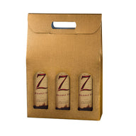 Matte Spun Gold - 3 Bottle Carrier - 10-5/8 x 3-1/2 x 15"